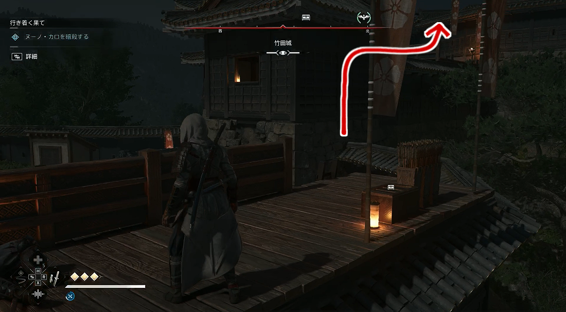 AC Shadows 行き着く果て 竹田城 奈緒江侵入ルート案